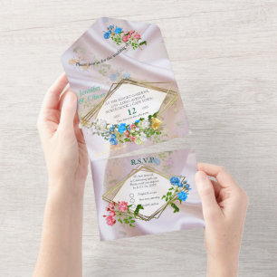 Buquês de Rosas multicolores em texturas de seda