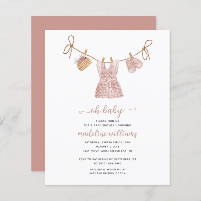 BURACO BOHO Roupas de Bebê Rapariga Oh Chá de fral (Frente/Verso)