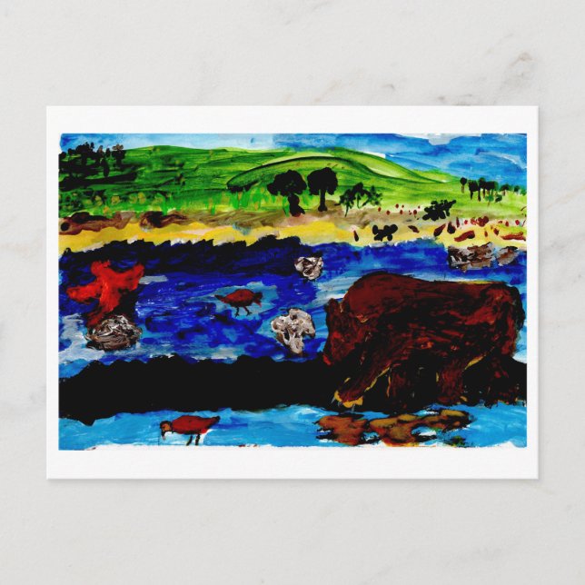 Buraco de água social com cartão postal de urso (Frente)