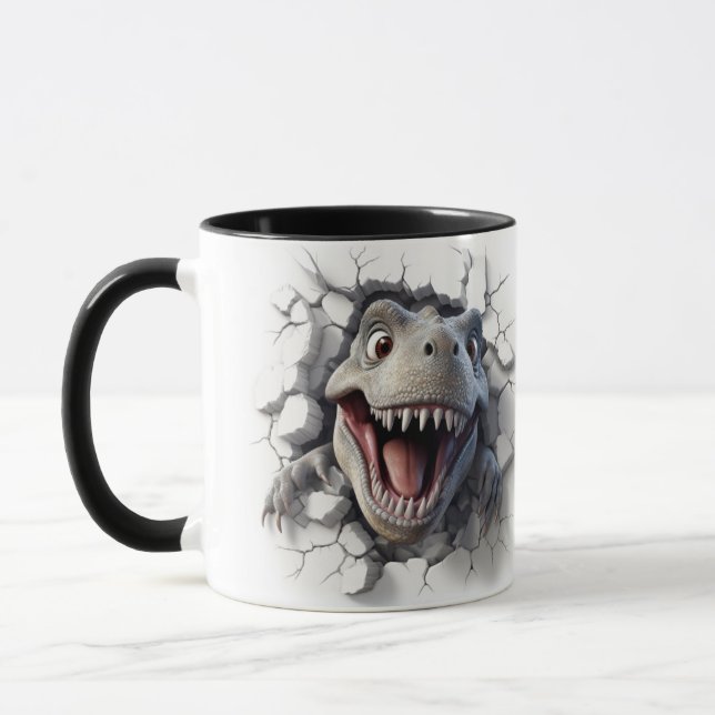 Buraco De Dinossauro Em 3D Em Uma Caneca De Parede (Esquerda)