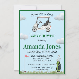 Buraco Em Um Convite Para Chá de fraldas De Golfe