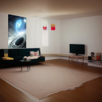 Buraco negro e nuvem de gás azul | AI Art Poster