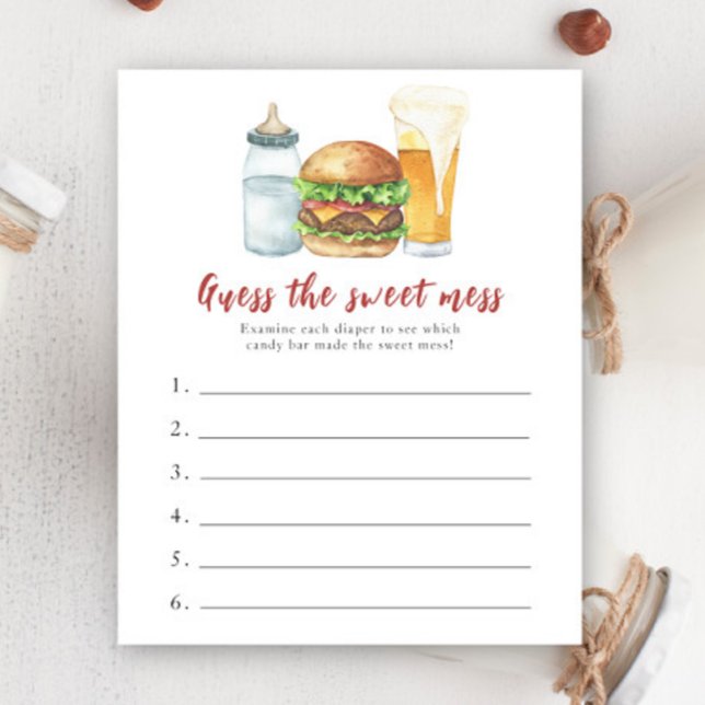 Burger Cerveja chá de fraldas adivinha o jogo da b (Criador carregado)