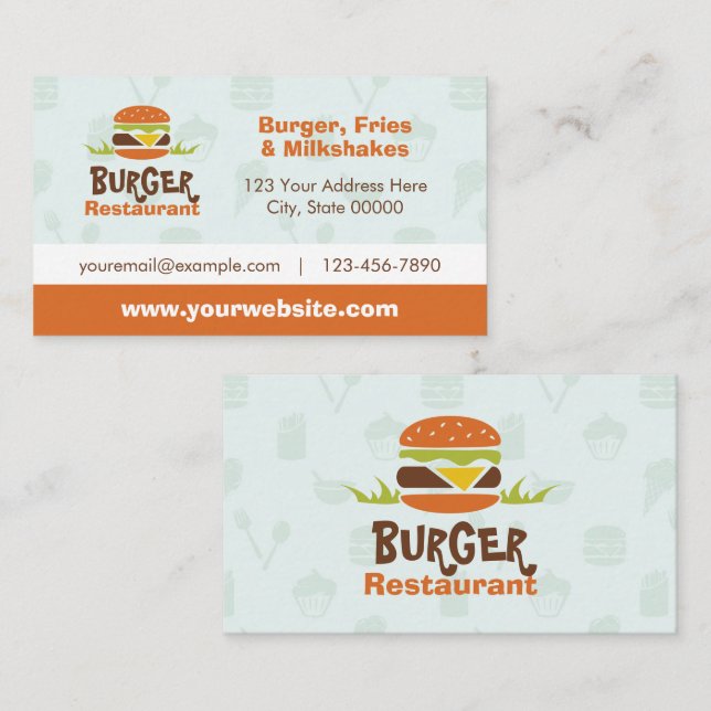 Burger Restaurant Cartão de visita (Frente/Verso)