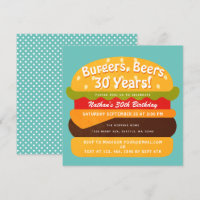 Burgers, Cervejas - Convite de Aniversário