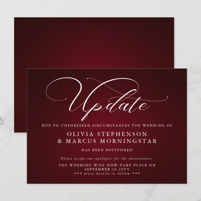 Burgundy - Anúncio de evento adiado moderno (Frente/Verso)