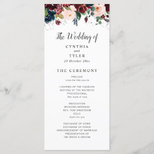 burgundy & azul-marinho, programa de casamento flo