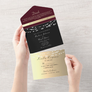 Burgundy Black String Dourada Casamento