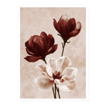 Burgundy Bloom | Arte Floral Pintada em Poster