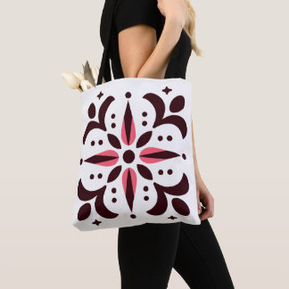 Burgundy Bloom Geométrico Tote Bag