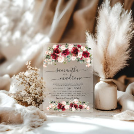 Burgundy Blush Watercolor Roses Wedding 