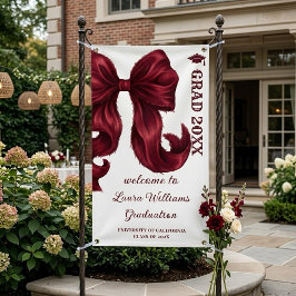 Burgundy Bow Graduation Welcome Sign