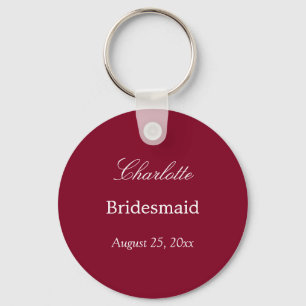 Burgundy Bridesmaid Obrigado Chaveiro