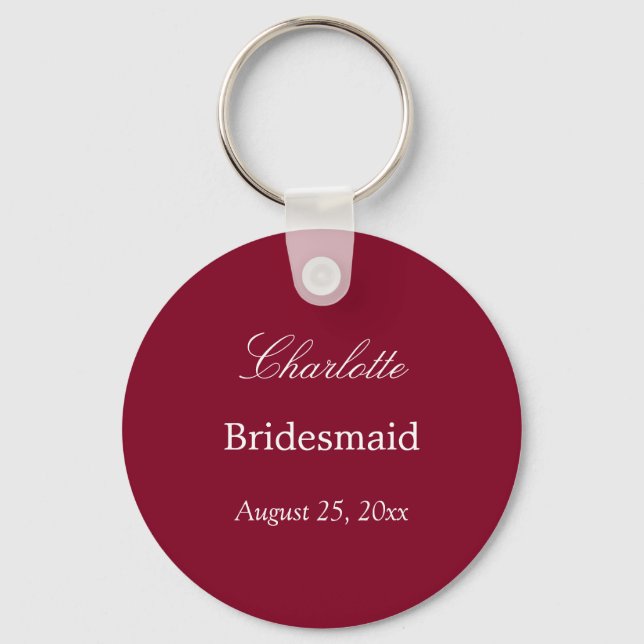 Burgundy Bridesmaid Obrigado Chaveiro (Frente)