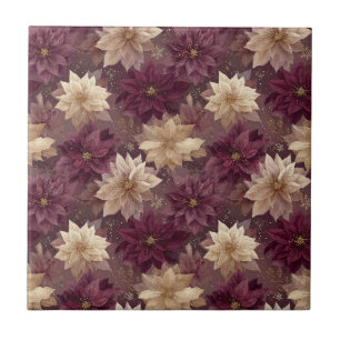Burgundy Brilho Dourado Floco de Neve Glam Inverno