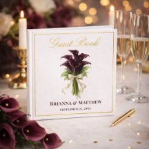 Burgundy Calla Lily Wedding Bouquet Ivory Ribbon 