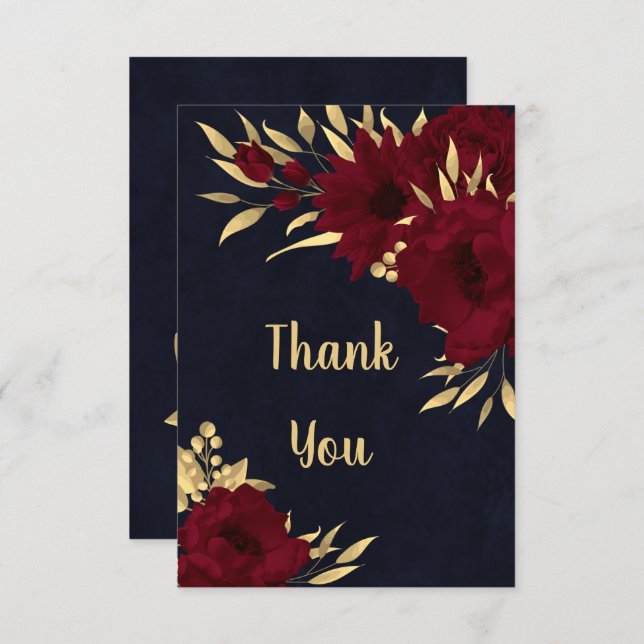 Burgundy Chic e cartões de agradecimentos de marin (Frente/Verso)