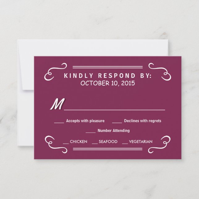 Burgundy Coma Bebida e RSVP Resposta de Casamento  (Frente)