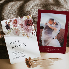 Burgundy Dahlia Casamento Salvar Data Convite