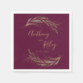 Burgundy de casamento real e guardanapos de papel 