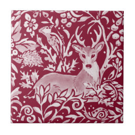 Burgundy Deer Hedgehog Woodland Animal 