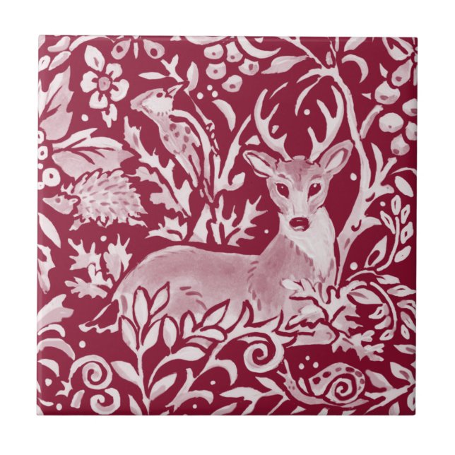 Burgundy Deer Hedgehog Woodland Animal  (Frente)