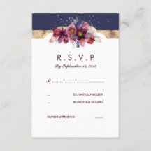 Burgundy Dourado e Marsala Weding RSVP Floral