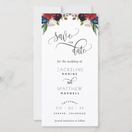 Burgundy e Blue Weding the Date Bookmark