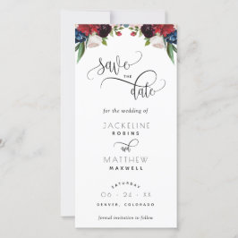 Burgundy e Blue Weding the Date Bookmark