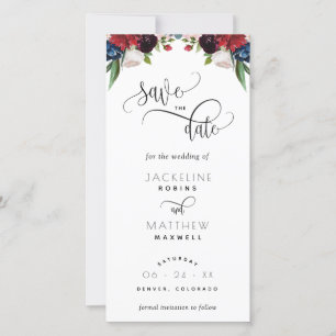 Burgundy e Blue Weding the Date Bookmark