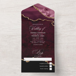Burgundy e Dourada Casamento Agata Tudo Em Um Conv