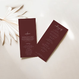 Burgundy Elegant Modern Wednoceremony Program