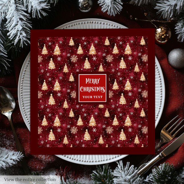 Burgundy elegante e guardanapos de Natal de ouro (Elegant burgundy and gold Christmas trees napkins)