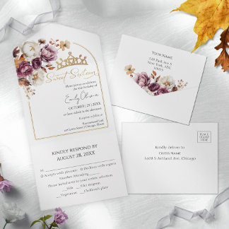 Burgundy Fall Floral Fall Sweet 16