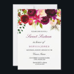 Burgundy Floral Boho Sweet 16 Convite<br><div class="desc">Burgundy Floral Boho Sweet Dezesseis Coleções de Convocação em Niche e Nest store. Boho chic burgundy vermelha aquarela floral Linda mão pintada aquarela ilustração</div>