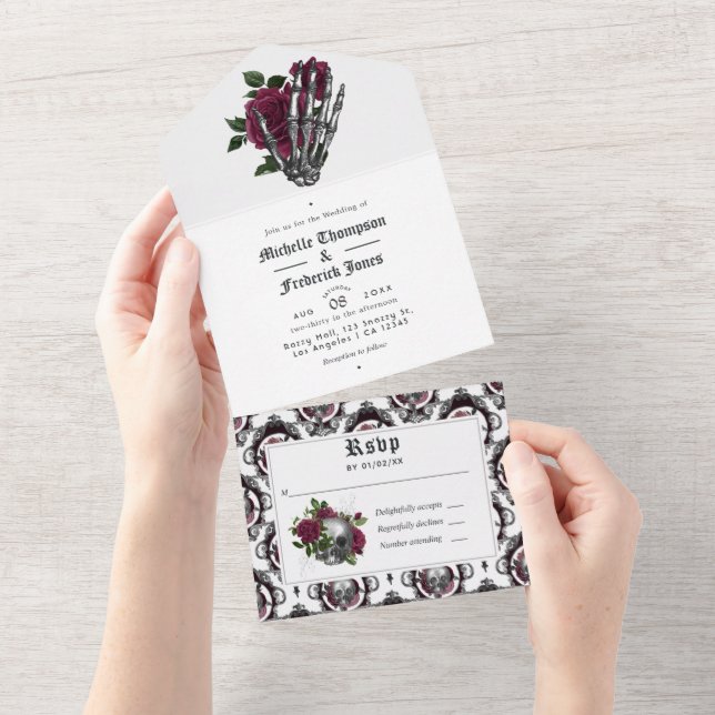 Burgundy Floral Gothic Wedding (Aba destacável)