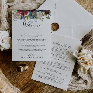 Burgundy Floral Greenery WWW - Letra de Boas-vinda