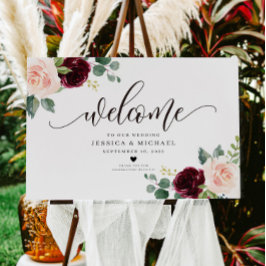 Burgundy Floral - Sinal de Bode-vinda Poster