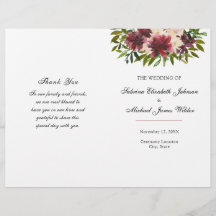Burgundy Floral Wedding Program