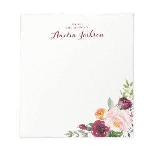 Burgundy Flower Personalizado Bloco de Notas