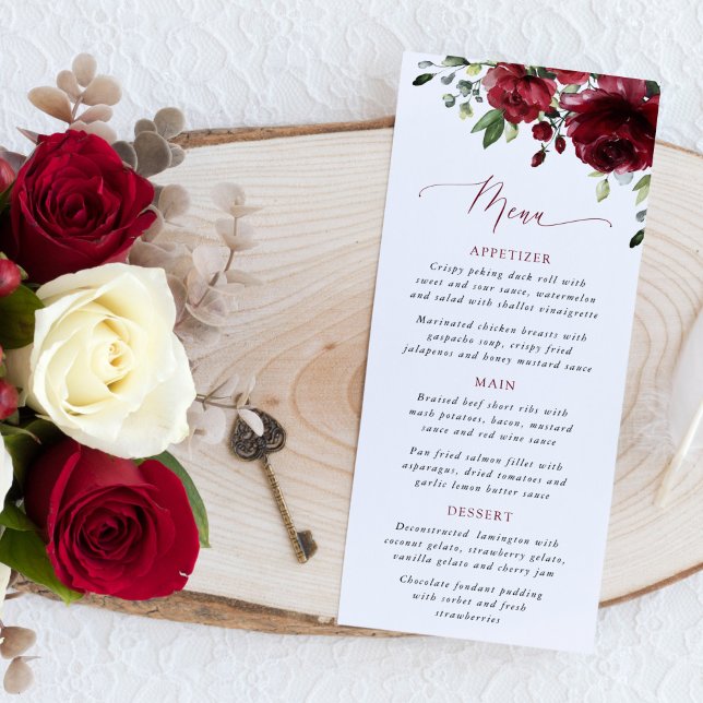 Burgundy Flowers, Red Flowers, Bridal Shower Menu (Criador carregado)