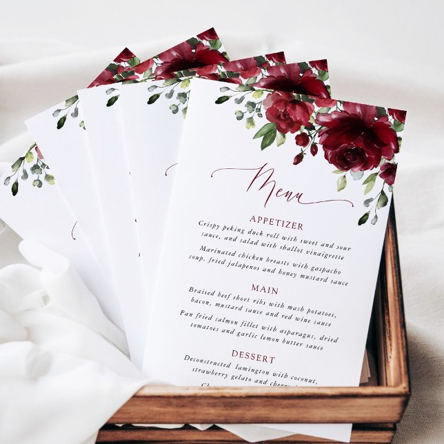 Burgundy Flowers, Red Flowers, Bridal Shower Menu (Criador carregado)