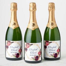 Burgundy geométrico floral branco de casamento