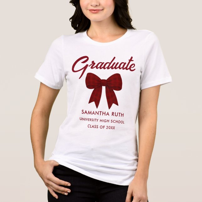 Burgundy Gingham Bow Graduation (Frente)