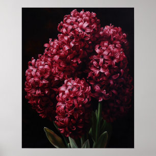 Burgundy Hyacinth Flowers Art Impressão Poster