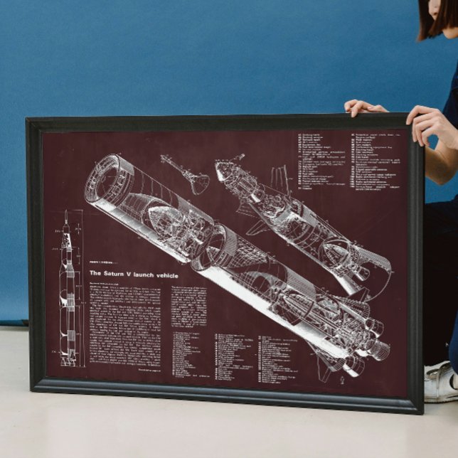 Burgundy I Saturn V Infográfico Poster (Criador carregado)