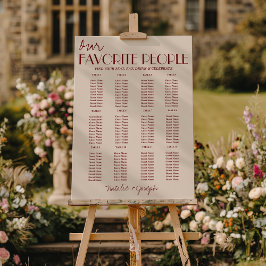 Burgundy Ivory Old Money Wedding Seating Charts