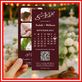 Burgundy & Marfim Foto QR Casamento Salve A Data