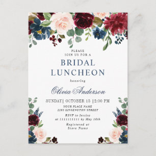 Burgundy Marinho Floral BRIDAL, Convites