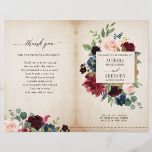 Burgundy Marinho Floral Rustic Boho Country Progra